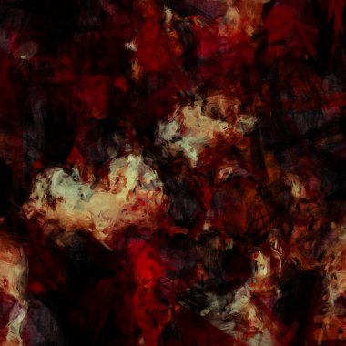 Kırmızı siyah suluboya kağıdıyla soyut koyu, sıcak izlenimcilik. Eski siyah boyalı boya. Damla ve damlacık rengi ile antika arkaplan çizilmiş.