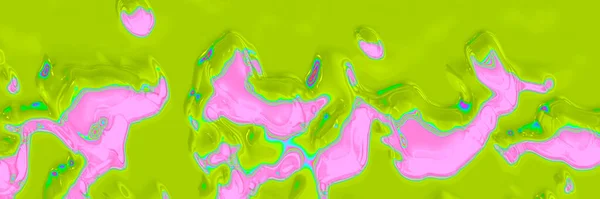 Trendy Abstract Lime Green Baby Pink Flow Liquid Shapes Dynamic — 스톡 사진