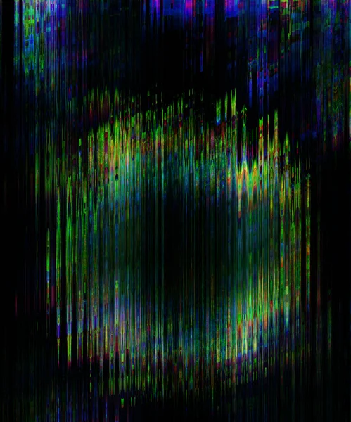 Digital Glitch Distortion Circle Green Blue Effect Futuristic Cyberpunk Noise — 图库照片