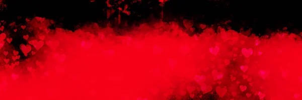 Bright Red Cloudy Many Falling Hearts Grunge Dark Horror Goth — Stock Photo, Image