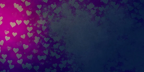 Абстрактно Серые Падающие Сердца Испорченном Любовном Фоне Ярко Розовой Подсветкой — стоковое фото