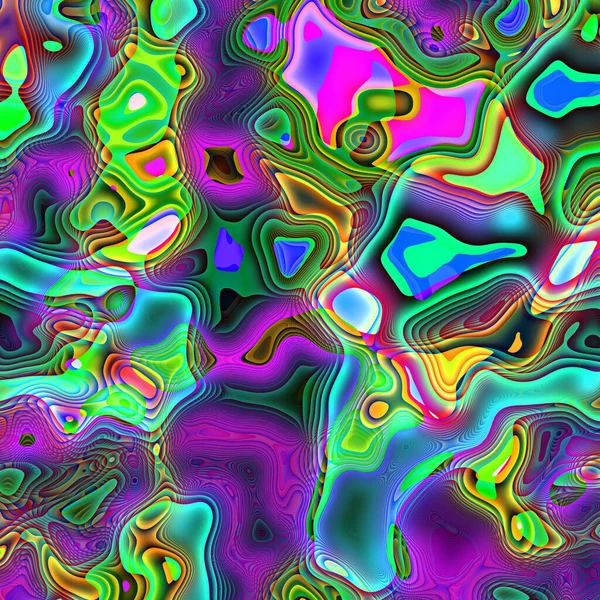 Vivid Colorful Bright Illustration Shiny Neon Square Shapes Psychedelic Rainbow — Stock Photo, Image