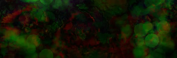 Streszczenie Ciemnozielone Czerwone Historyczne Światła Bokeh Rozpaczliwą Ciemną Dziurą Plamami — Zdjęcie stockowe