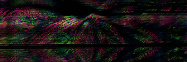 インターレースデジタルグリッチと歪み効果と暗い背景にネオン色のカラフルなグランジエラーウォール シンセ ウェーブ 蒸気波サイバーパンクスタイル レトロな未来派 ウェブパンク レイヴDjテクノ — ストック写真