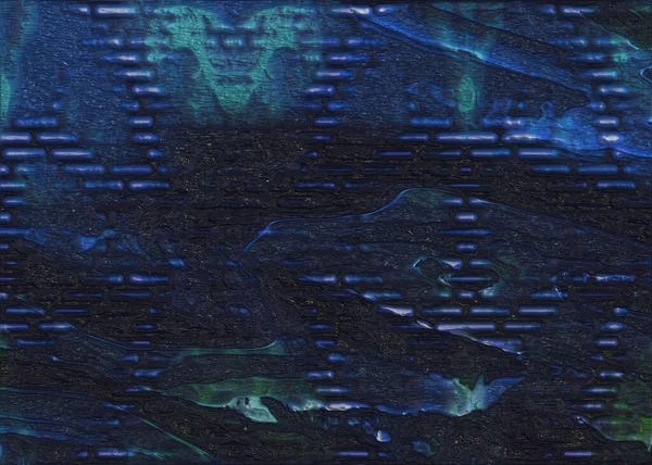 Derin Gradyan Deniz Mavisi Çivit Mavisi Boyutlu Tuğlalı Parlak Duvar — Stok fotoğraf