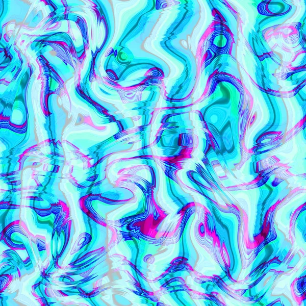Padrão Geométrico Psicodélico Com Linhas Curvas Formas Líquidas Funky Azul — Fotografia de Stock