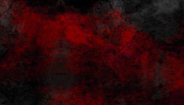 Zengin kırmızı ve siyah grunge kirli sıvı ıslak arka plan, lekeli ve aydınlık parçalı eski, sıkıntılı, eski bir klasik korku kağıdı, desenli tasarım üzerindeki boya damlaları