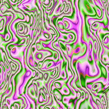 Kıvrımlı çizgileri olan psikedelik geometrik desen, komik sıvı şekiller, renkli dalgalı pembe ve yeşil. Hippi şehirli erkek, kız, spor giysileri, ambalaj kağıtları