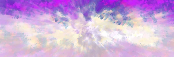 抽象的なカラフルな青ピンク紫色のライラックは 中央の美しい夏や春の平和の背景に白い光天線と雲の水彩画の背景をバラ — ストック写真