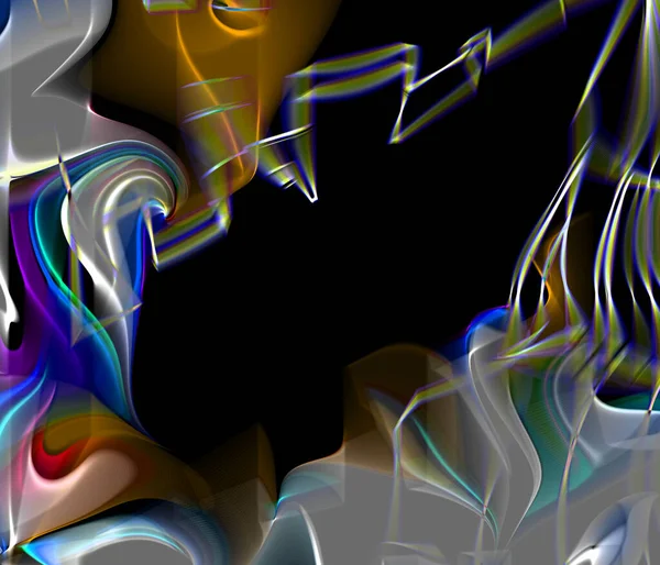 Красочная Рамка Неоновых Техно Формах Тёмном Фоне Чересстрочным Цифровым Глюком — стоковое фото