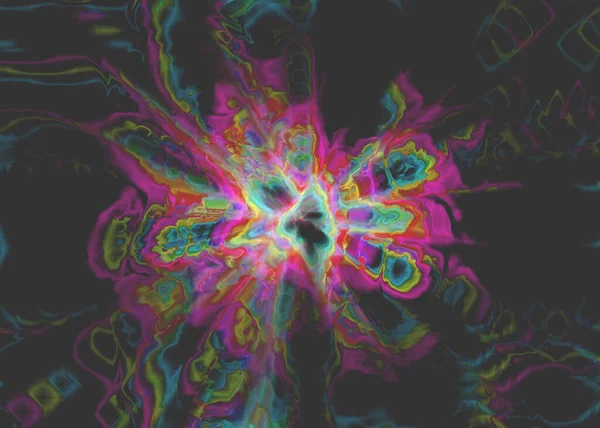 Magische Nacht Trance Storing Digitaal Scherm Een Iriserende Achtergrond Holografisch — Stockfoto