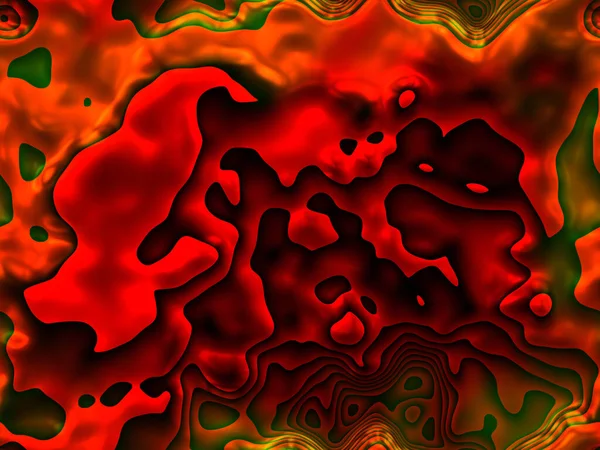 Élénk Piros Illusztráció Neon Fényes Fém Formák Csillogó Fantázia Hullámos — Stock Fotó