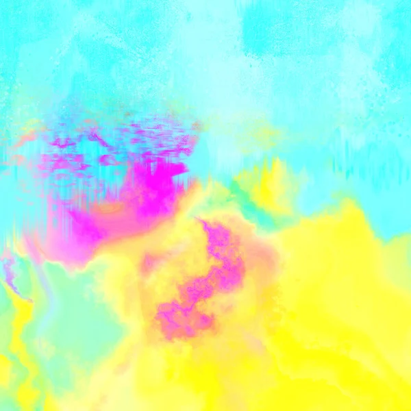 Krásná Tyrkysově Modrá Žlutá Růžová Neonový Papír Ruce Malované Akvarel — Stock fotografie
