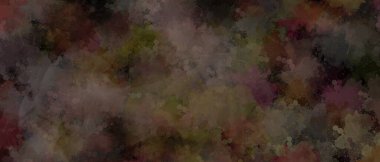 Soyut koyu renk serpilmiş ve arka planda grunge yayılmış paslı bakır renginde sonbaharda boyanmış ya da şükran günü duvarı ya da kağıdı var.