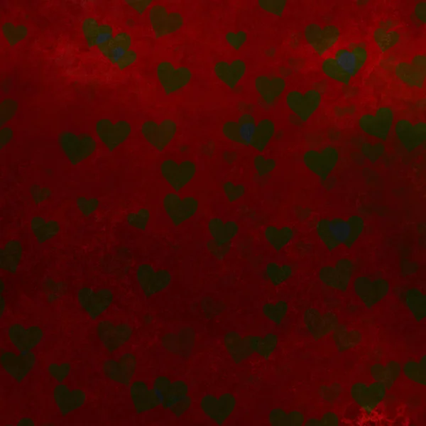 Abstrakcyjny Czarny Spada Serca Jasnoczerwony Goth Stres Pociągnięcia Pędzla Ręcznie — Zdjęcie stockowe