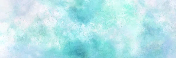 Watercolor background heaven painting in pastel green blue white soft colors with painted watercolor wash white texture. Fantasy wallpaper. Funny kids dream paint design