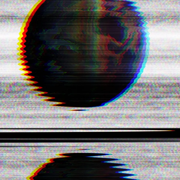 Glitch Cyberpunk Disorders Moon Planet Cosmos Universe Wind Effect Illustration — Stock Photo, Image