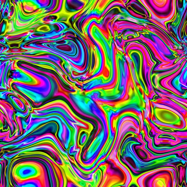 Psychedelic Repeatable Geometric Pattern Curved Lines Funky Liquid Shapes Colorful — Stock Photo, Image