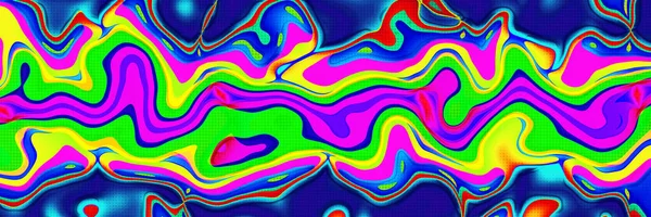 Abstrait Fond Panoramique Pois Colorés Lignes Horizontales Fluides Art Cercle — Photo