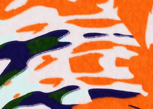 Художественная Сюрреалистическая Живопись Оранжево Белые Черные Формы Фона Ручное Искусство — стоковое фото