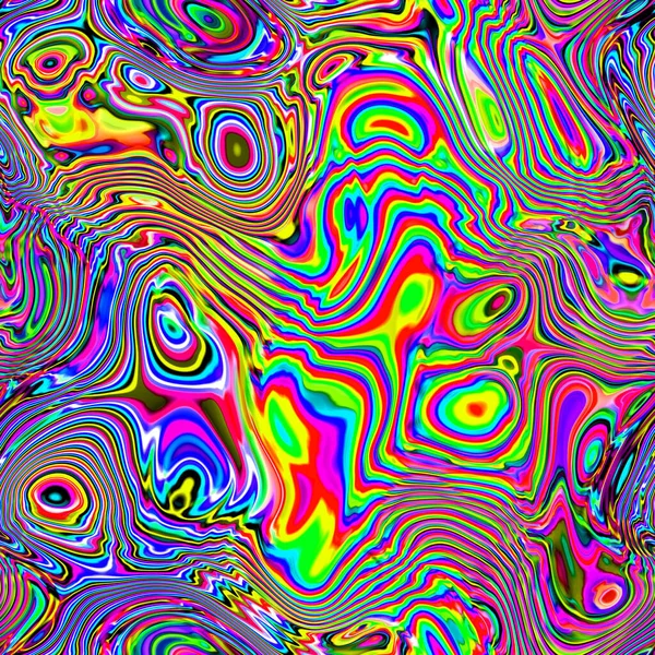 Psychedelic Repeatable Geometric Pattern Curved Lines Funky Liquid Shapes Colorful — Stock Photo, Image