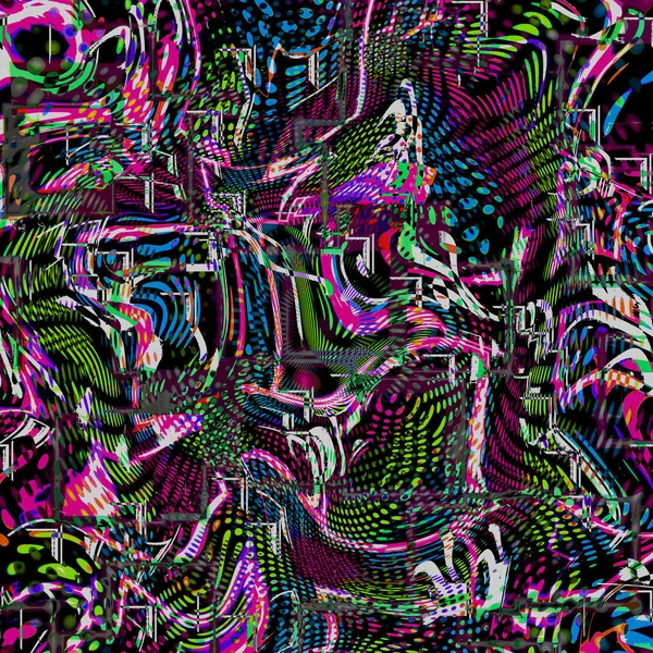 Psychedelic Abstract Futuristic Neon Fluorescent Sci Vibrant Error Wind Glitch — Zdjęcie stockowe