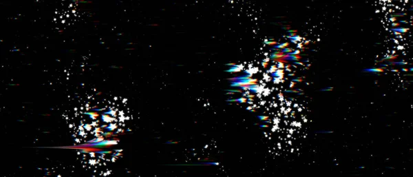 Digital Glitch Och Distorsion Cosmos Stjärnor Fel Effekt Futuristiska Cyberpunk — Stockfoto
