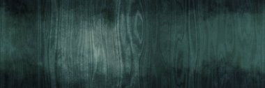 Abstract old dark green blue vignette with dirty wood effect, illustration in woody timber panoramic banner, rustic bark, wavy knot and in some places, lighter in the center