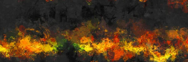 Осенний Акварель Дерзкая Рука Нарисована Оранжево Желтый Красный Горизонтальный Брызги — стоковое фото