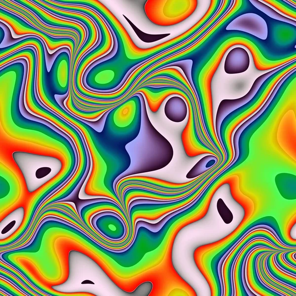 Psychedelic Rastafarian Movement Geometric Pattern Curved Lines Funky Liquid Shapes — 图库照片