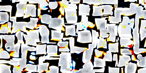 Абстрактні Білі Блискучі Сірі Спотворення Квадрат Кубики Мозаїки Барвистими Лініями — стокове фото