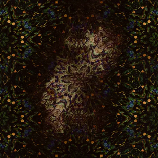 Elegant Dark Old Geometric Mosaic Decor Vignette Abstract Kaleidoscope Mosaic — Stock Photo, Image