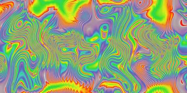 Psychedelic Rastafarian Movement Geometric Pattern Curved Lines Funky Liquid Shapes — Stockfoto