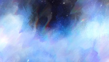 Kozmik hız çizgileri hareket floresan rüzgar arızası etkisi ile pastel mavi nebula gökyüzü arka planı üzerinde. Parlak Sanal Astroloji Arkaplanı. Buhar dalgası süpernovası parlayan süt stili.