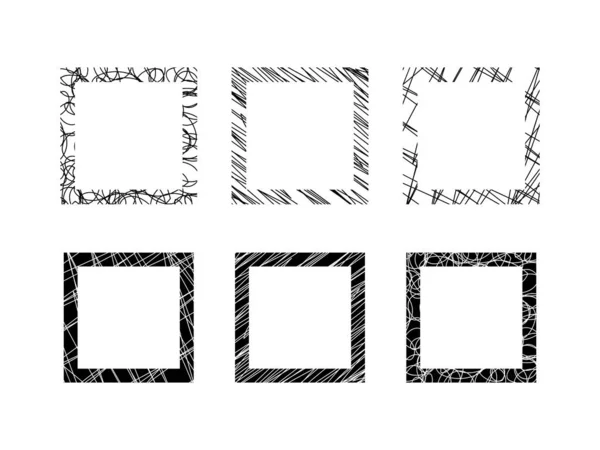 Αφηρημένα Διακοσμητικά Τετράγωνα Πλαίσια Για Φωτογραφία Κείμενο Απλές Γεωμετρικές Μαύρες — Διανυσματικό Αρχείο