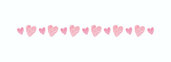 ピンクのドアの落書きの心の装飾的な要素 バレンタインデーのための結婚式や記念日のための愛ベクトル絶縁イラスト 愛と友情のテーマのためのかわいい手描きの心の境界線 — ストックベクタ