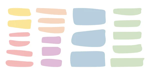 Set of pastel abstract shapes, place for text. Simple vector freeforms isolated on white background. Rectangular abstract decorative elements for design, decor and stylish collages, template for text.