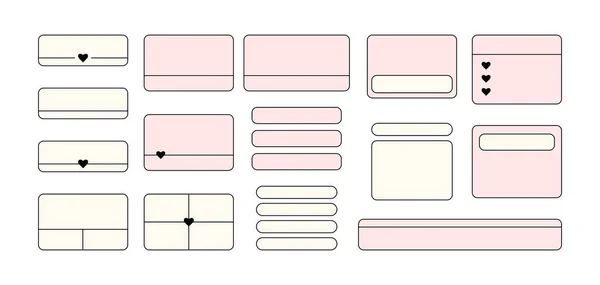 文本框图解90年代设计装饰 放置文字 空白装饰矩形元素的规划者 笔记和剪贴簿 收集用于报价或列表的简单的空文本框 — 图库矢量图片