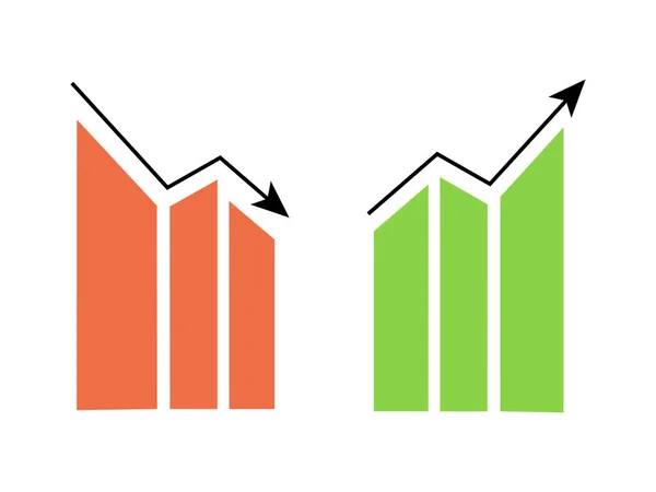 Zwei Einfache Diagramme Wachstums Und Abwärtsdynamik Pfeil Rauf Und Runter — Stockvektor
