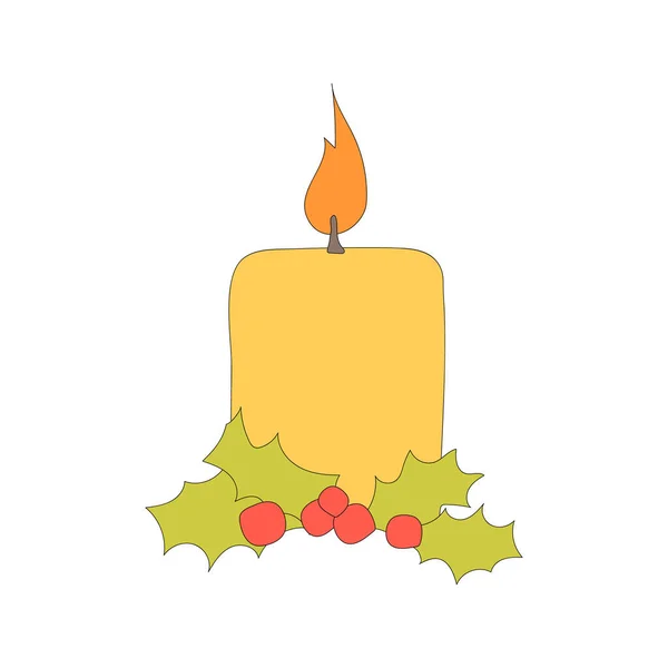 Christmas Candle Illustration New Year Decorative Vector Element Colorful Holiday — Stock Vector
