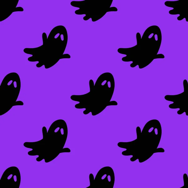 Halloween Naadloos Patroon Met Enge Grappige Geesten Feestelijk Eng Patroon — Stockvector