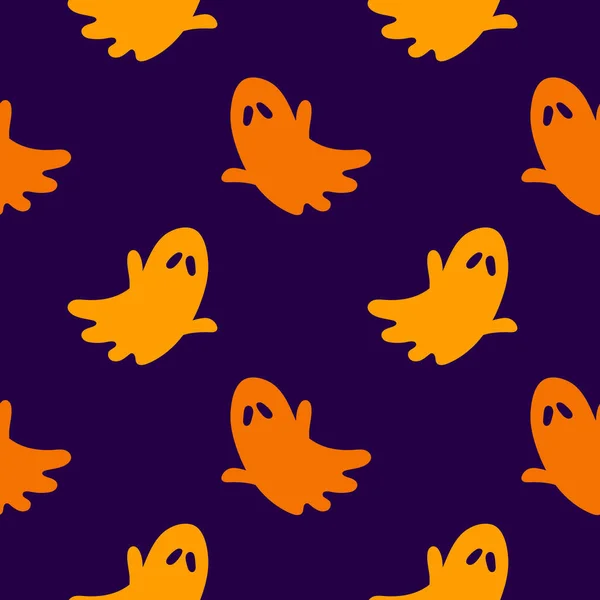 Halloween Płynny Wzór Strasznymi Zabawnymi Duchami Przerażający Wzór Świąteczny Kolorowy — Wektor stockowy