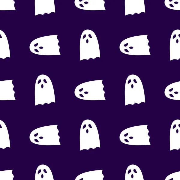 Halloween Seamless Pattern Funny Scary Ghosts Autumn Wallpaper Party Background — Stock Vector