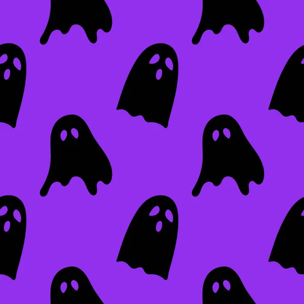 Halloween Seamless Pattern Funny Scary Ghosts Autumn Wallpaper Party Background — Stockový vektor
