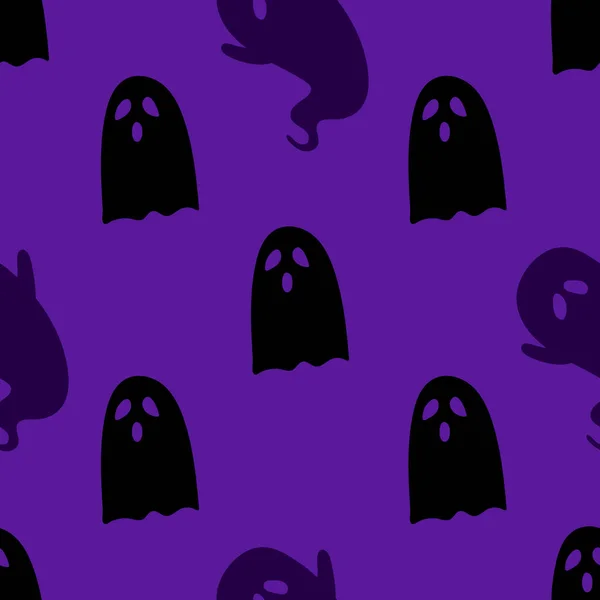 Halloween Seamless Pattern Funny Scary Ghosts Autumn Wallpaper Party Background — Stok Vektör
