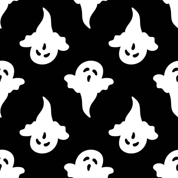 Halloween Naadloos Patroon Met Enge Grappige Geesten Feestelijk Eng Patroon — Stockvector