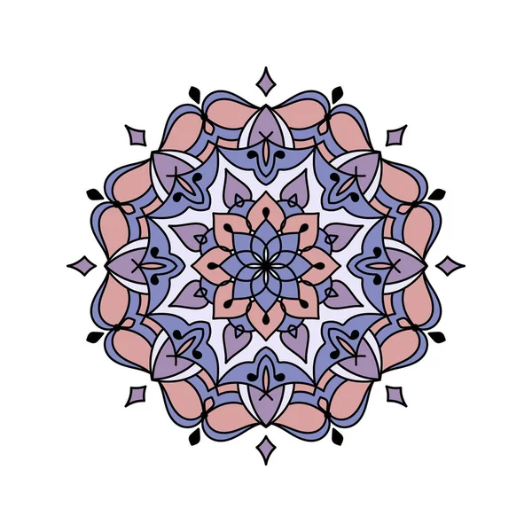 Impression Mandala Colorée Pour Livre Colorier Adulte Ornement Floral Rond — Image vectorielle