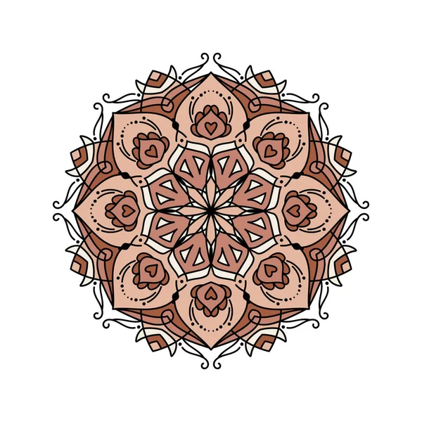 Impressão Mandala Para Livro Colorir Adulto Ornamento Floral Redondo Decorativo — Vetor de Stock