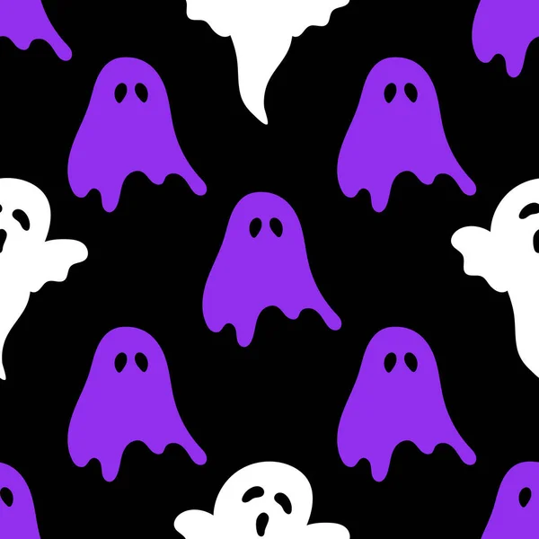 Ghosty Korkunç Desen Renkli Cadılar Bayramı Baskısı Sonbahar Duvar Kâğıdı — Stok Vektör