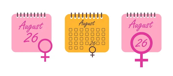 Women Equality Day Icons August Holiday Concept Equal Rights Vector — Archivo Imágenes Vectoriales